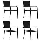 Set Of Four Outdoor Garden Patio Chairs Weather-resistant Pe Rattan Black