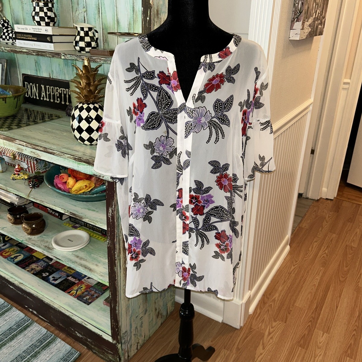 liz claiborne plus womens keyhole neck short sleeve blouse