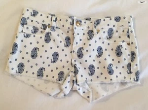 Juicy Couture White & Blue Paisley Denim Jean Shorts - Picture 1 of 6