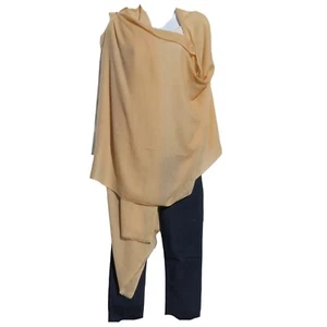 Cashmere|Himalayan|Shawl/Scarf| Lightweight|1Ply|4Pad|Handloomed| Light Camel - Picture 1 of 4