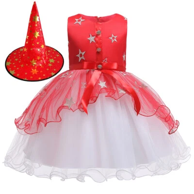Toddler Kids Girls Witch Fancy Dress Halloween Party Cosplay Outfit Tutu Costume - Image 1 of 4