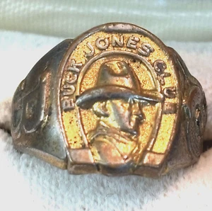 Vintage 1937 Buck Jones Club verstellbarer goldfarbener Ring ~ Müsli Premium - Bild 1 von 6