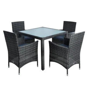 Polyrattan Sitzgruppe Gartenmöbel Set Rattan Gartenset Essgruppe Anthrazit Grau - Bild 1 von 12