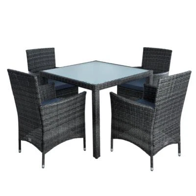 Polyrattan Sitzgruppe Gartenmöbel Set Rattan Gartenset Essgruppe Anthrazit Grau - Bild 1 von 4