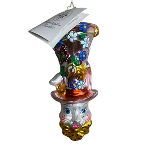 SELTEN NEU Christopher Radko Glas Hase Ornament - "Bunny Bonet" mit Box und Etikett - Bild 1 von 6