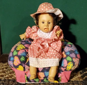 Vtg Gi Go My Pals Bean Bag Expressions Baby Doll Mouth Open Pink Heart Dress 8'' - Picture 1 of 7