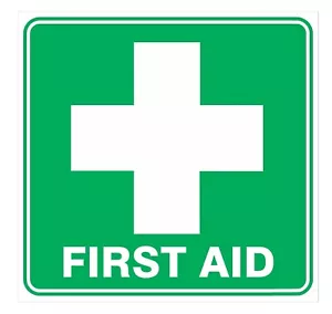 "First Aid" water-proof laminated label with double-sided tape at the back - Picture 1 of 1
