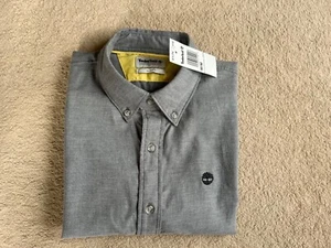 Camisa Timberland Para Hombre Gris Manga Larga Calce Ajustado Reino Unido M - Imagen 1 de 9