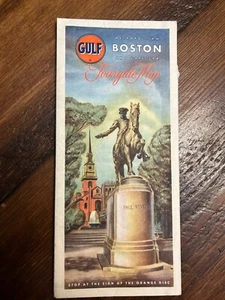 Vintage Travel Brochure Map Gulf Oil Boston Mass Cape Cod Tourgide 1950's - Picture 1 of 21