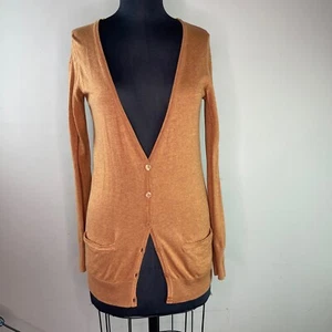 Frenchi Women's Deep V Button Front Knit Cardigan Orange Brown M Medium - Picture 1 of 6
