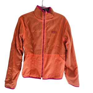Rusty Reversible Jacket Womens Size 12 Approx Orange Splash Blue Fleece Pockets - Picture 1 of 7