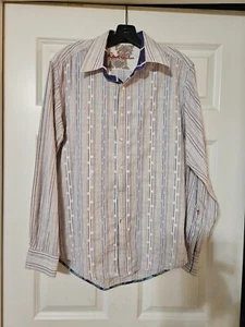 Camisa a Rayas Robert Graham Para Hombre Talla M Calce Clásico, Puño Abatible - Imagen 1 de 13