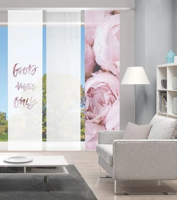 VISION S 3er-Set Schiebegardinen VIBES ONLY, halbtransparent, Höhe 260 cm, rose - Bild 1 von 3