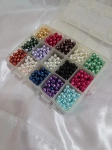 1 Caja 15 Cuentas de Perlas de Vidrio Redondas Teñidas de Color Artesanía 8mm Agujero 1mm aproximadamente 34 un./color - Imagen 1 de 4
