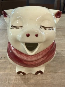 Vintage SHAWNEE SMILEY SCHWEIN KRUG ~ roter Schal Keramik MCM Art Pottery 1940 - Bild 1 von 19