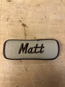 Vtg 70s Sew On Embroidered Clothing Jacket Uniform Name Patch BROWN - Picture 1 of 3