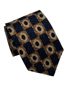 Hugo Boss Black & Bronze Abstract Art Deco 100% Silk Men's Tie Italy Geometric - Picture 1 of 6
