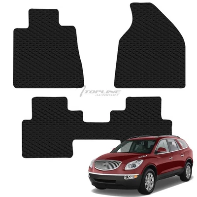 Topline For 2008-2017 Buick Enclave Honeycomb Rubber All Weather Floor Mats 3pc - Imagem 1 de 4