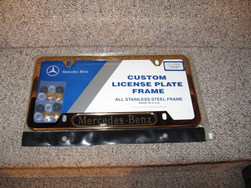 NEW Mercedes Benz Genuine Q6880087 GOLD TONE Stainless Steel License Plate Frame - Image 1 of 1