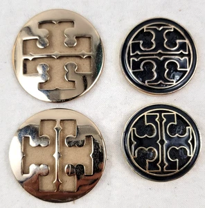 Tory Burch Gold Metal Logos Medallions Buttons Set of 4 Shoes Bag Upcycle Repair - Picture 1 of 6