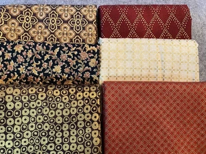 Lote de restos de tela metálica Hoffman 6 cuartos de grasa FQ 18" x 21" dorado - Imagen 1 de 4