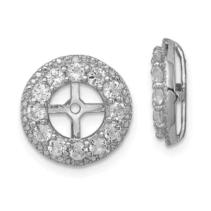 Sterling Silver Rhodium Diamond & White Topaz Earring Jackets - Picture 1 of 4