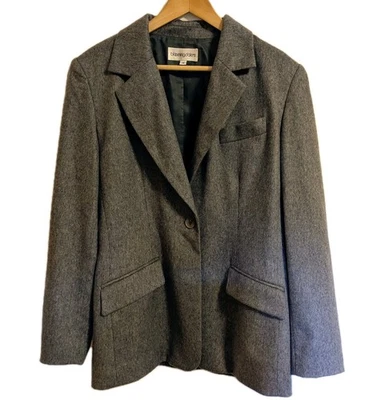 Chaqueta Blazer Vintage Bloomingdale’s Cashmere Mujer 12 Gris Forrada Clásica  Foto 1 de 4