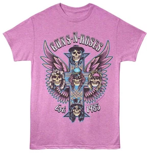 Guns N' Roses Winged Crosses Neon Purple Heather Music Shirt - Picture 1 of 3