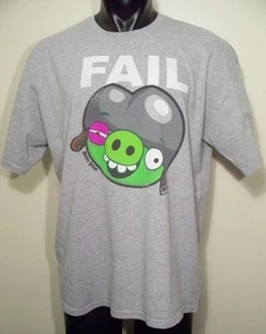 Herren XL grau Grafik T-Shirt Angry Birds Fail Helm Schwein 90 Baumwolle 10 Polyester - Bild 1 von 2