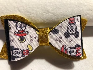 MICKEY AND MINNIE 3 LAYERED HAIR BOW, MULTI-COLOR, 3.5" X 1.75", HOMEMADE - Picture 1 of 3
