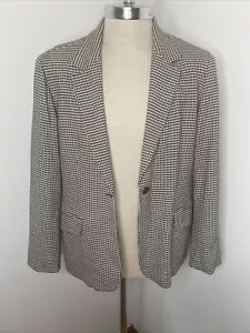 Vintage 90er Blazer schwarz weiß Houndstooth karierte Jacke Übergröße Gr. 18 Made USA - Bild 1 von 6