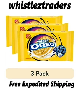 (3 pack) OREO Double Stuf Golden Sandwich Cookies, Family Size, 18.71 oz - Picture 1 of 1