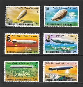 MAURITANIA SCOTT 345 - 348, C167 - C168 USED SET - 1976 75th ZEPPELIN ANNV. - Picture 1 of 2