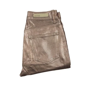 Grlfrnd Womens Jeans W24 L28 Rose Gold Karolina High Rise Shimmer Coated Skinny - Picture 1 of 11