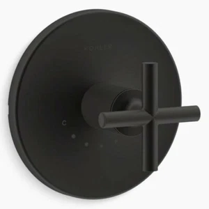 Kohler Purist K-T14488-3-BL Matte Black Cross Handle Thermostatic Shower Faucet - Picture 1 of 9