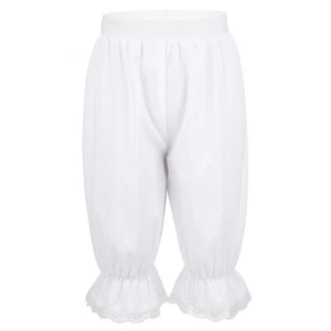 UK Girls Lace Trim Shorts Bloomers Pumpkin Pants Victorian Costumes Pantaloons - Picture 1 of 31