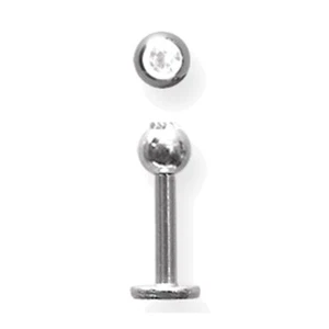 Titanio Labret calibre 14 5/16" largo sin color con bola gema transparente de 4 mm - Imagen 1 de 1