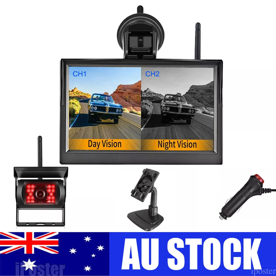 Wireless 5" Monitor Reversing Camera Rear View Kit 124v 24v Truck Caravan Boat