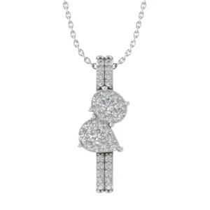 10K White Gold Diamond Unique Drop Pendant w/ Sterling Silver Chain 1/2ct, 18" - Picture 1 of 6