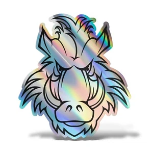 Sticker Olografico Fluo CINGHIALE Adesivo Decal Auto Moto Wall Camper 4x4 Murale - Foto 1 di 14