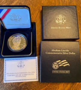 2009 Abraham Lincoln Commemorative PROOF Silver Dollar Coin LN7 OGP COA - Picture 1 of 4