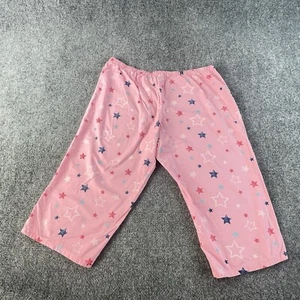 Nick & Nora Pajama Pants Womens XL Pink With Red White Blue Stars Capri Cotton - Picture 1 of 11