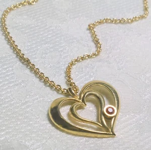 Vintage Avon Goldtone Double Open Necklace with Floating July Birthstone Ruby - Picture 1 of 5