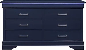 Global Furniture USA Blue Charlie Dresser, 6 Drawers with LED - Picture 1 of 5
