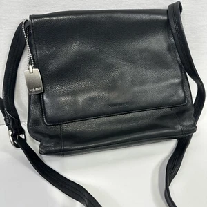 Nine West Shoulder Bag Purse Black Genuine Leather Crossbody Adjustable - Picture 1 of 13