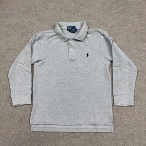 Ralph Lauren Polo Shirt Boys 6 Gray Long Sleeve Pony Collar Preppy YOUTH - Picture 1 of 7