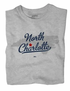 North Charlotte North Carolina NC T-Shirt MAP - Picture 1 of 6