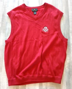 Ohio State Large Mens Sweater Vest Red Embroidered Pullover Cotton Blend V neck - Picture 1 of 7