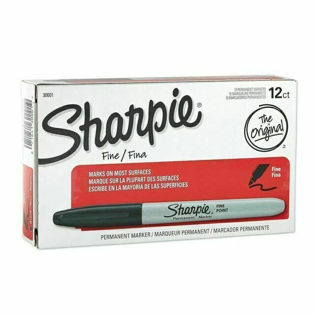 Sharpie Fine Point Permanent Markers, Black - 12 Count