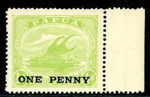 British Pacific 1917 Papua 1p/½p Yellow Green Scott #74 Margin Single Mint M491 - Picture 1 of 6